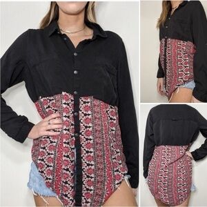 Free People Floral Button Down Shirt Boho